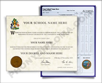 Fake Diploma and Transcripts from Bahamas University Bahamas D&T